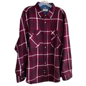 NORTHWEST BLUE PLAID Shirt Red Size XXL Button Down Cozy Comfort Long Sleeve